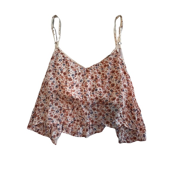 NWOT Fisherman's Daughter Floral Crop Top Tank‎ Strappy Orange Blue Boho Flowy M - Picture 6 of 13